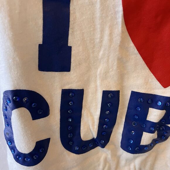 Victorias Secret PINK CHICAGO CUBS Tank Top 5th Ocean LOVE PINK Sz XS White - Picture 3 of 7